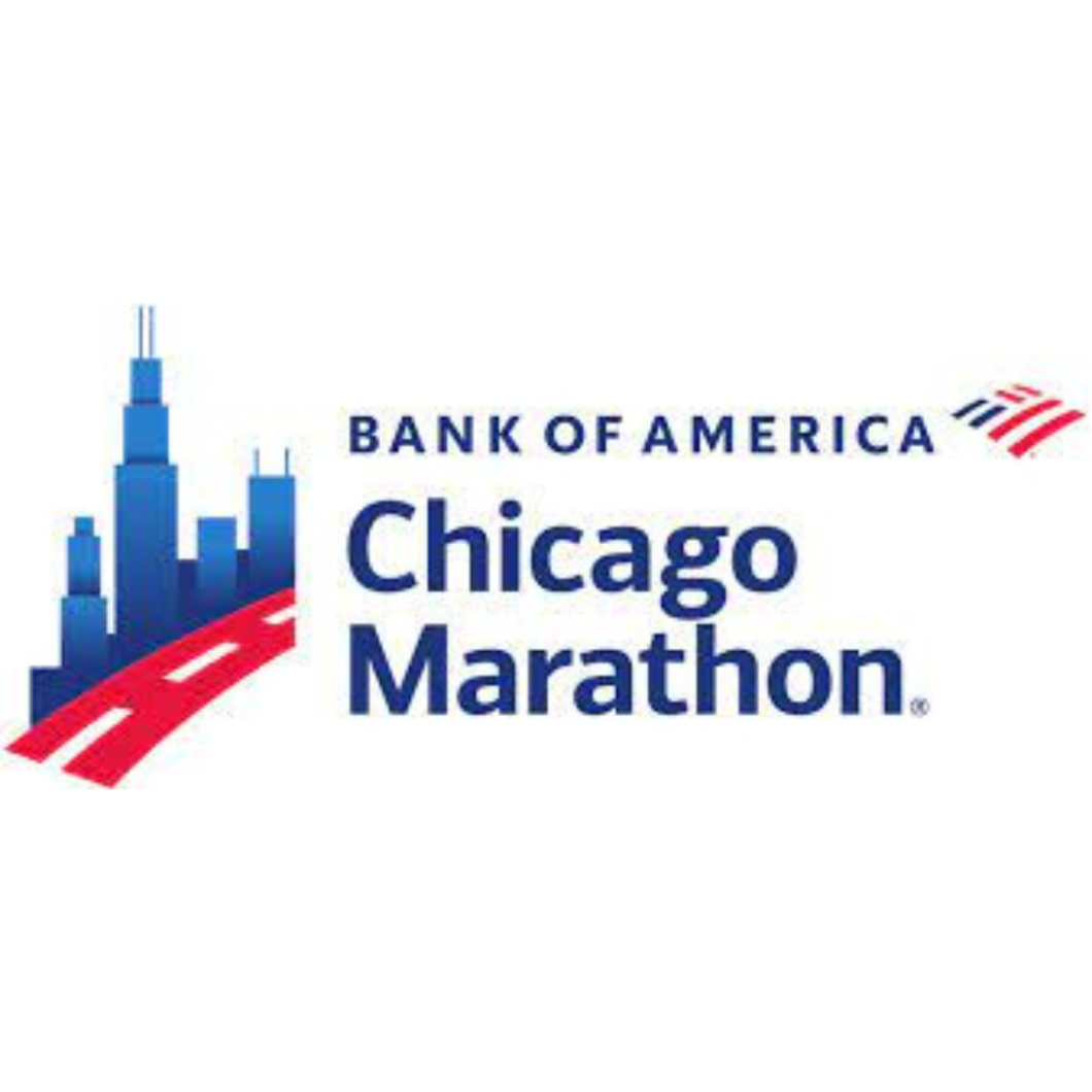 Bank of America Chicago logo in blue and red with Chicago skyline.