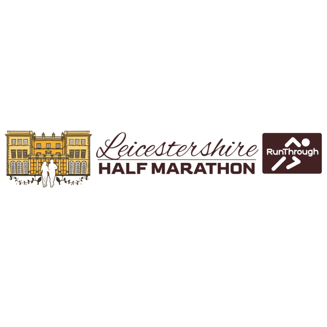 Leicester Half Marathon logo with running figure and Leicester building.