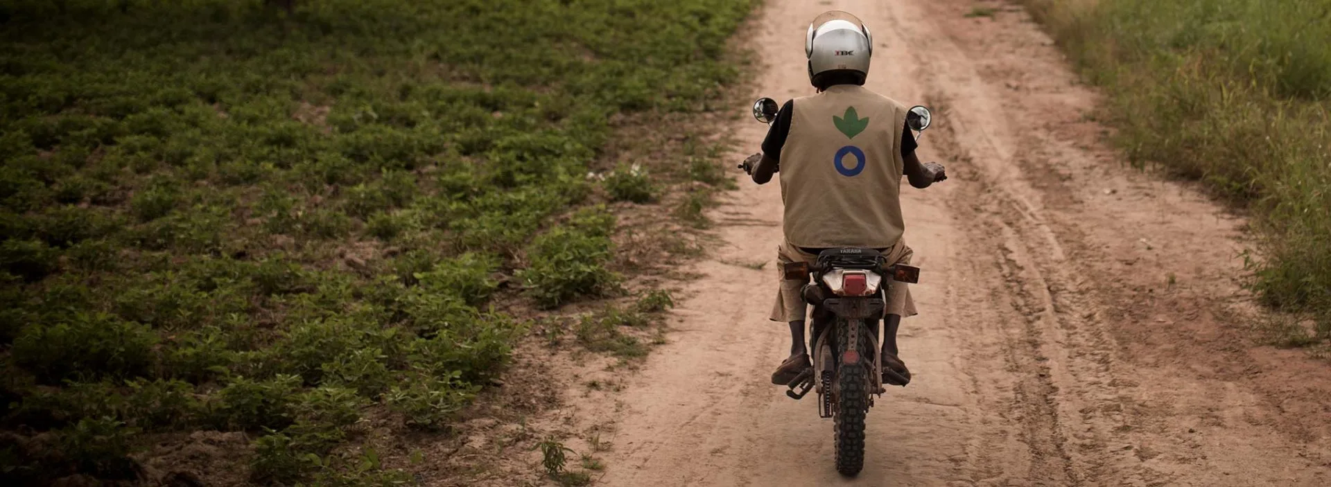 Ibrahim, an Action Against Hunger community health worker in Mali, on his motorbike.